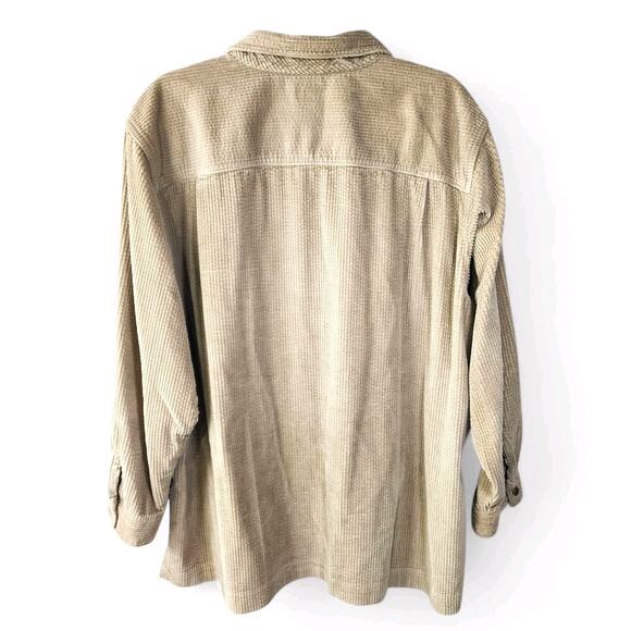 LL Bean Corduroy Button Up Shirt Jacket Brown Tan Front Pocket Womens Plus 2XL - Picture 2 of 9